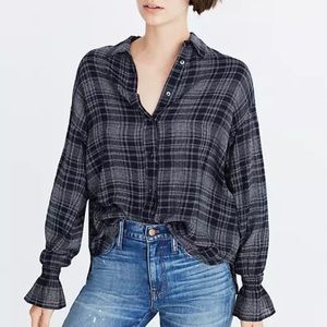 Madewell Westward Plaid Bell Sleeve Top